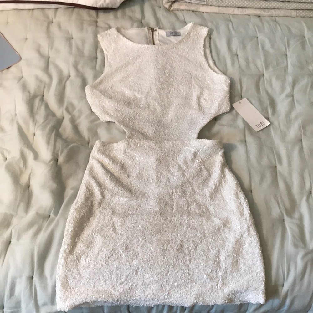 Tobi Sequin Cutout Backless Bodycon Dress